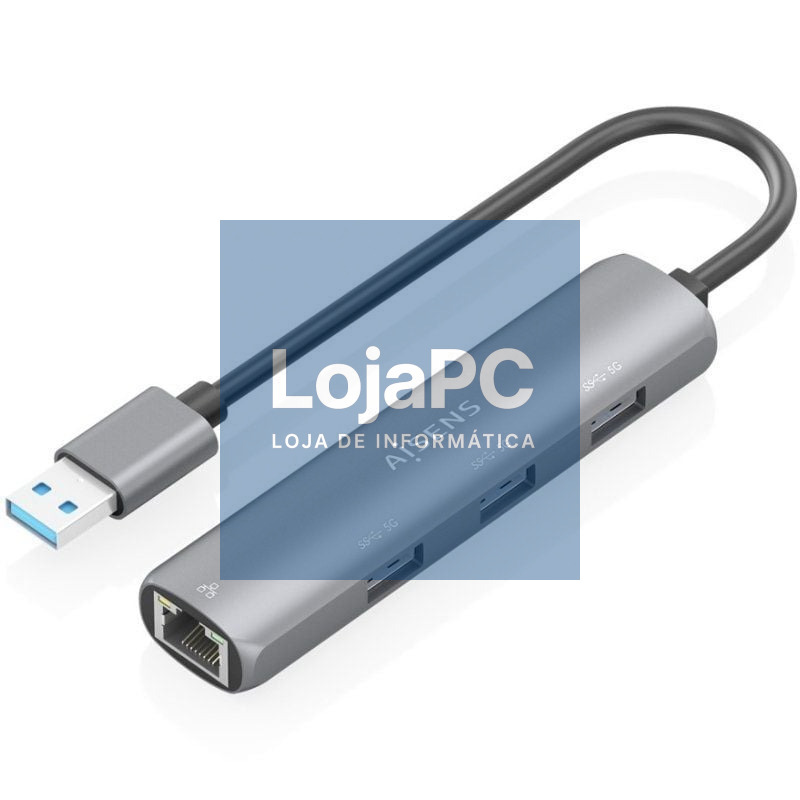 Hub USB Aisens ASUC-4P034-GR/ 3xUSB/ 1xRJ45/ Cinzento