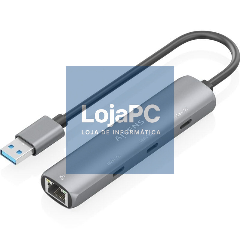 Hub USB Aisens ASUC-4P037-GR/ 3xUSB Tipo-C/ 1xRJ45/ Cinzento