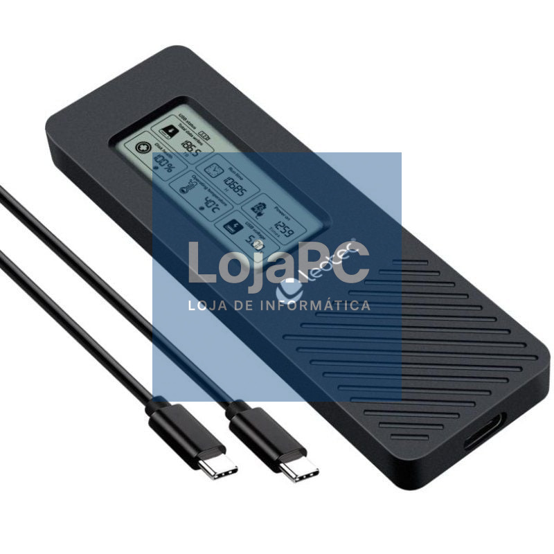 Caixa externa para Disco SSD M.2 NVMe Leotec LEM2EXT01/ USB 3.2/ com Ecrã LCD