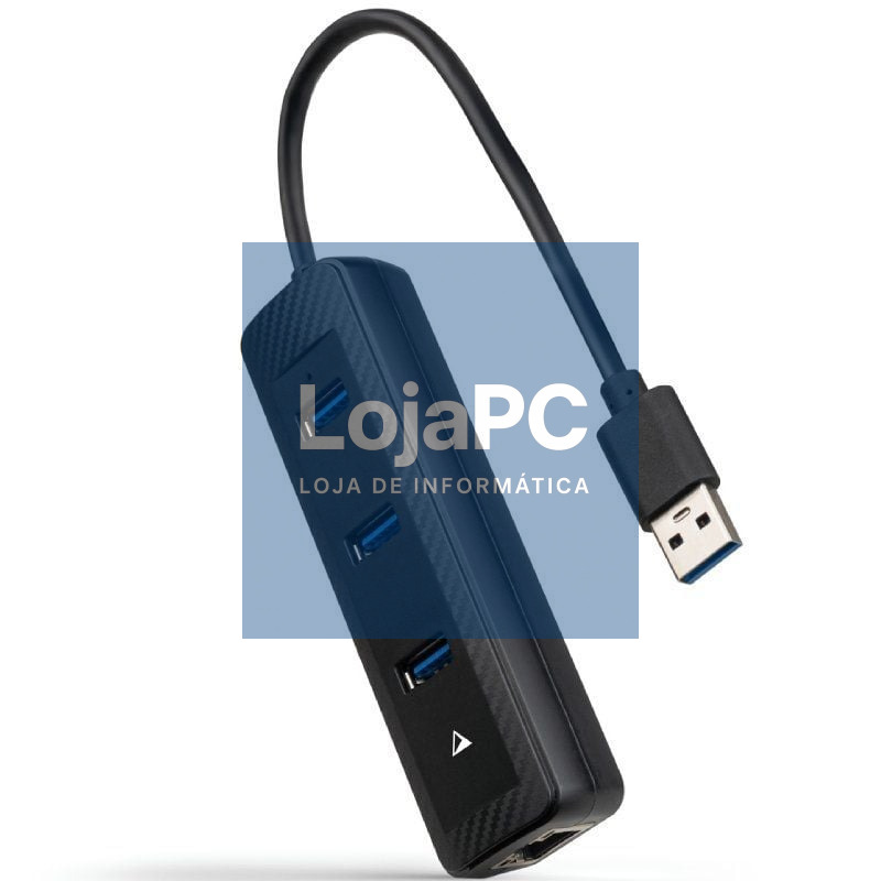 Hub USB 3.0 Nanocable 10.16.4604/ 3xUSB/ 1xRJ45/ Preto