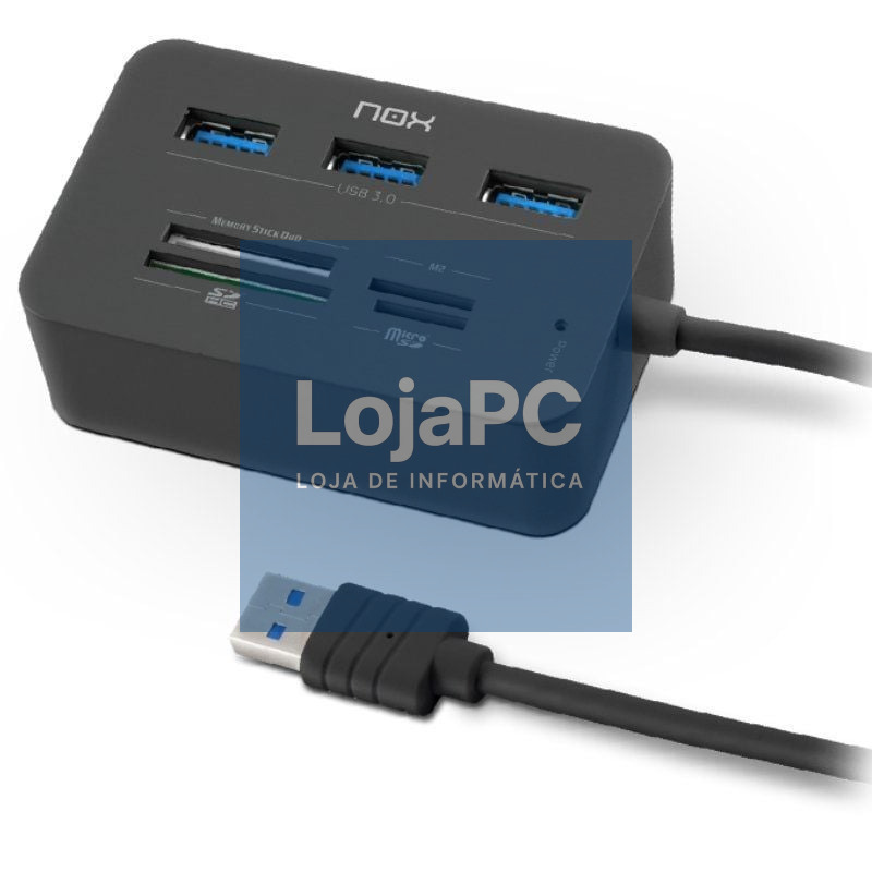 Hub USB 3.0 Nox Reader One/ 3xUSB/ 1x Leitor de cartões