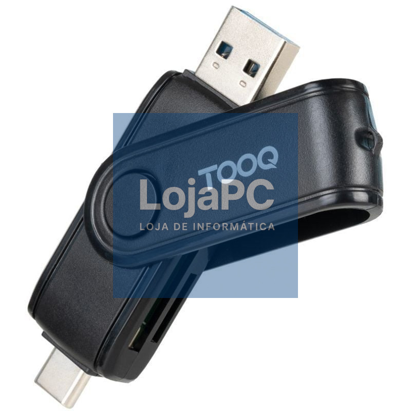 Leitor de cartões Externo TooQ TQR-3003B/ USB 2.0 y USB Tipo-C