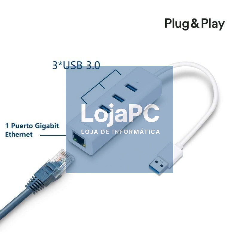 Hub USB 3.0 TP-Link UE330/ 3xUSB/ 1xRJ45/ Branco