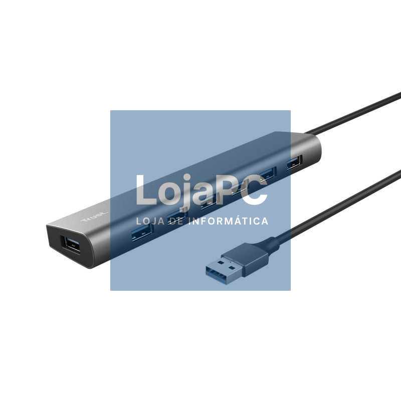 Hub USB 3.2 Gen1 Trust Halyx/ 7xUSB/ 1xUSB-C/ Cinzento