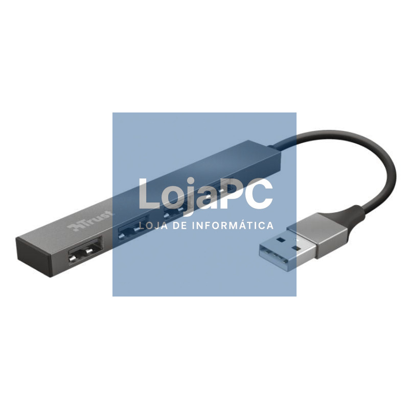 Hub USB 2.0 Trust Halyx/ 4xUSB/ Cinzento