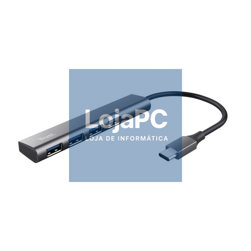 Hub USB Tipo-C Trust Halyx/ 4xUSB/ Cinzento