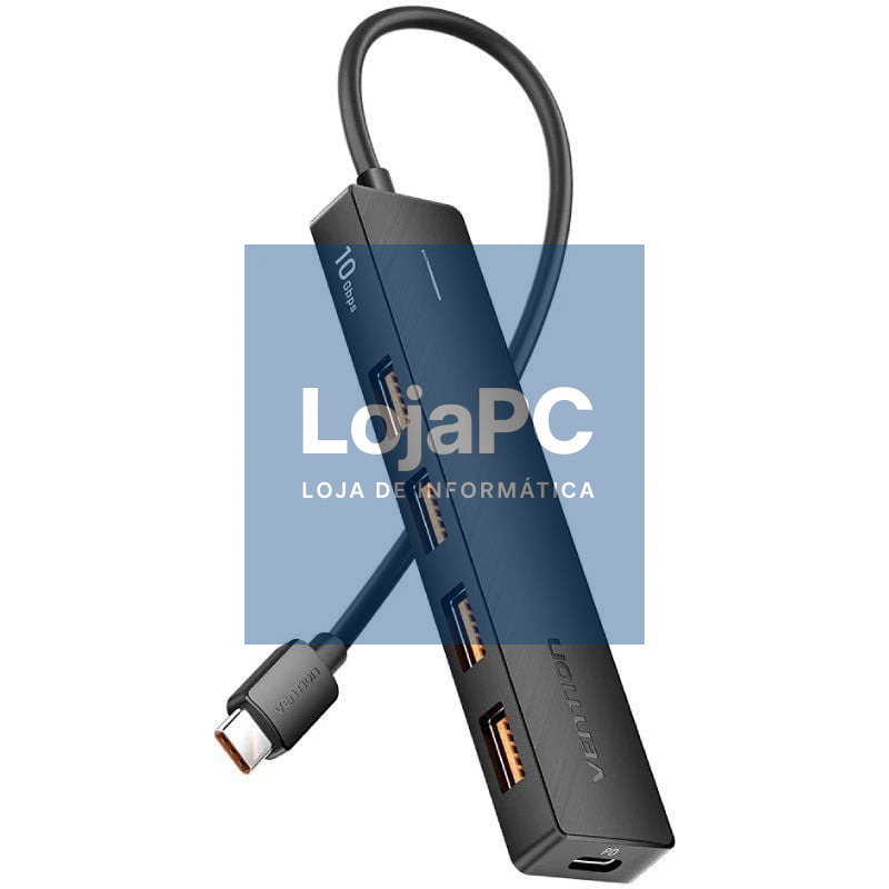 Hub USB Tipo-C 3.2 Vention CKCBB/ 4xUSB/ 1xUSB Tipo-C PD
