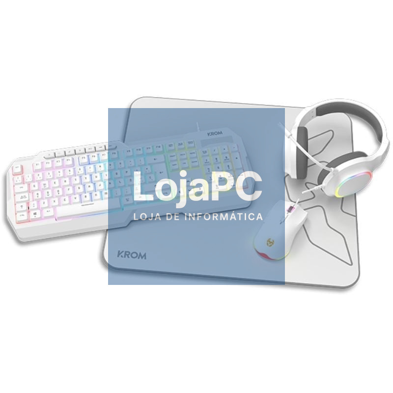 Pack Gaming Krom Kenta/ Teclado RGB + Rato + Tapete de rato + Auscultadores/ Branco
