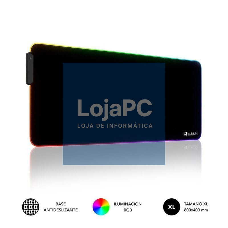 Tapete de rato Subblim MP-02RGB01 LED RGB XL/ 800 x 300 x 4 mm