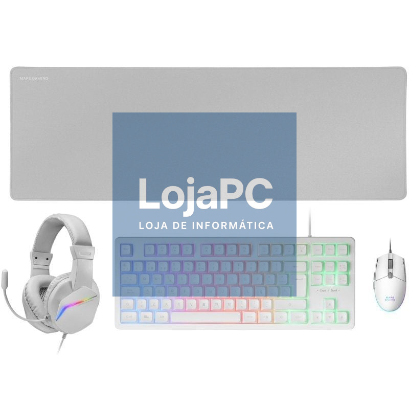 Pack Gaming Mars Gaming MCP-RGB3W/ Teclado RGB + Rato Óptico + Tapete de rato XXL + Auscultadores