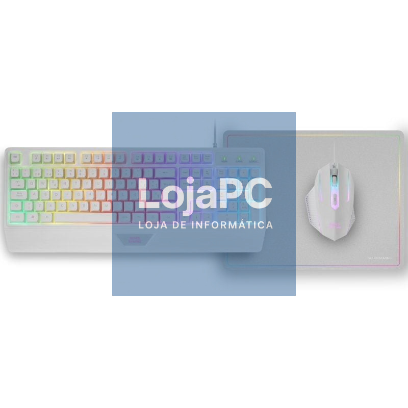 Pack Gaming Mars Gaming MCP124/ Teclado H-MECH + Rato Óptico + Tapete de rato/ Branco