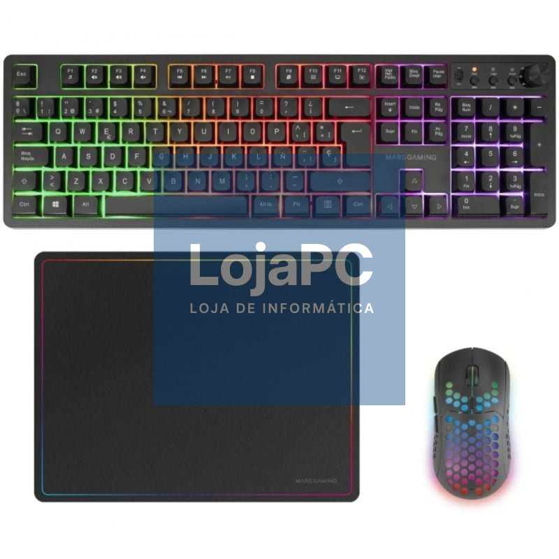 Pack Gaming Mars Gaming MCPWX/ Teclado sem fios + Rato sem fios + Tapete de rato