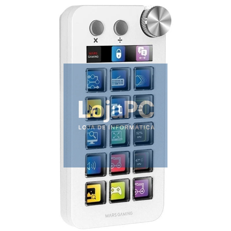 Control Deck Mars Gaming MSD-NEO/ 15 Teclas LCD/ 1 Roda/ 2 Botones/ Branco