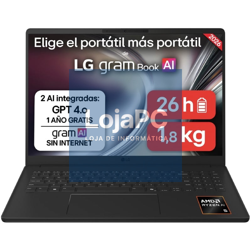 Portátil LG Gram 16UD55U-G.AX85BN Ryzen AI 7 445/ 32GB/ 512GB SSD/ 16'/ sem Sistema Operativo