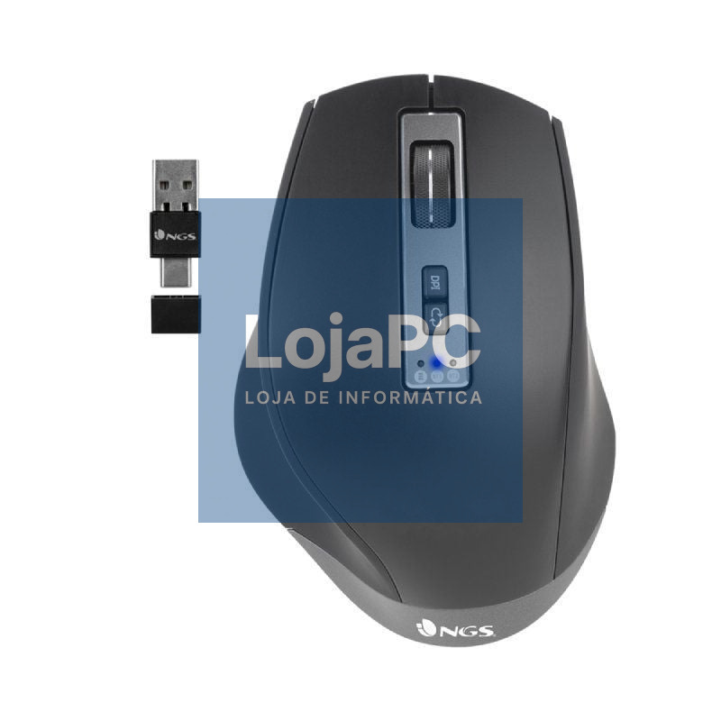 Rato Ergonómico sem fios NGS BLUR-RB/ Bateria recarregável/ até 3200 DPI/ Preto