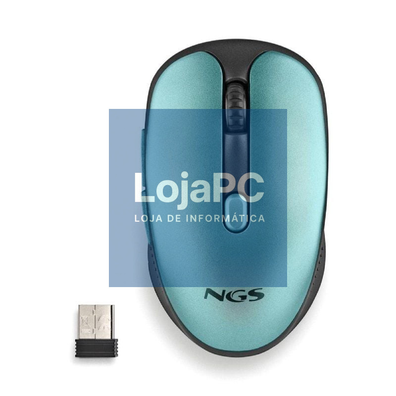 Rato sem fios NGS Evo Rust/ Bateria recarregável/ até 1600 DPI/ Verde Agua