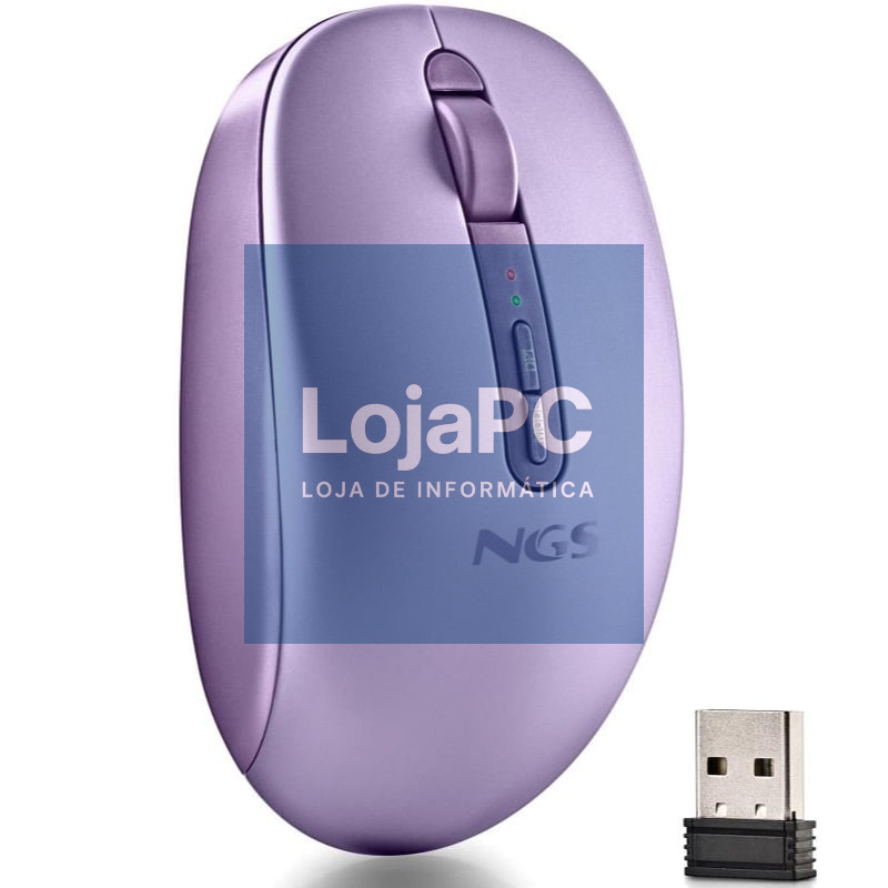 Rato Ergonómico sem fios NGS Fog Dual FOGDUALPURPLE Silencioso/ até 1600 DPI/ Púrpura