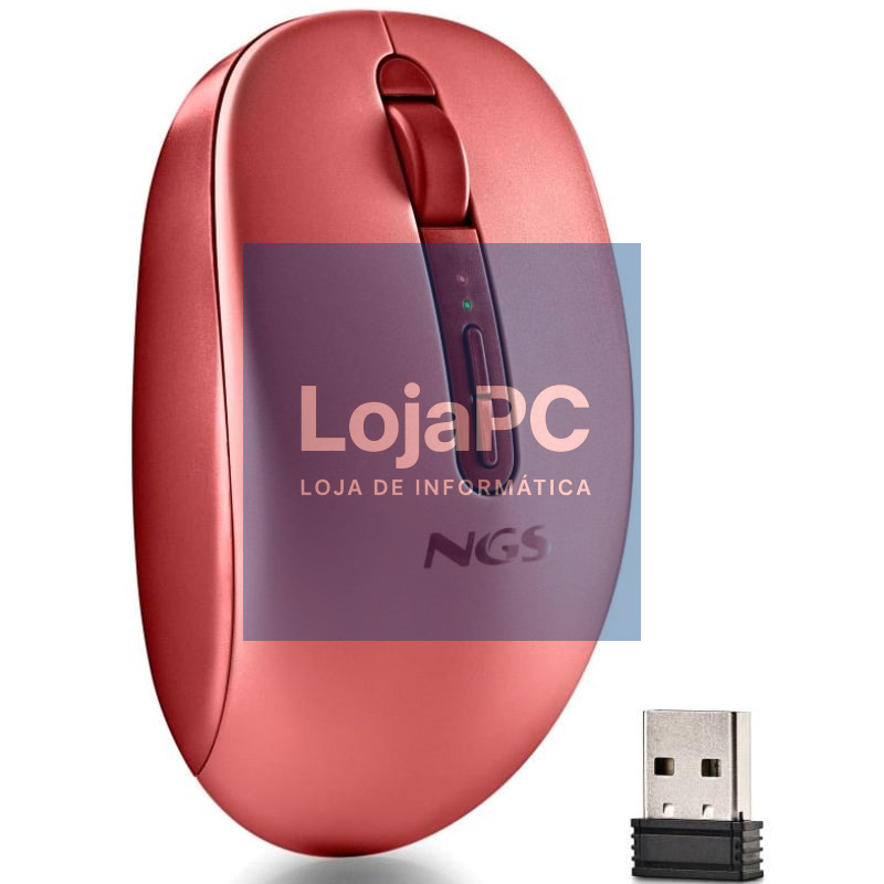 Rato Ergonómico sem fios NGS Fog Dual FOGDUALRED Silencioso/ até 1600 DPI/ Vermelho