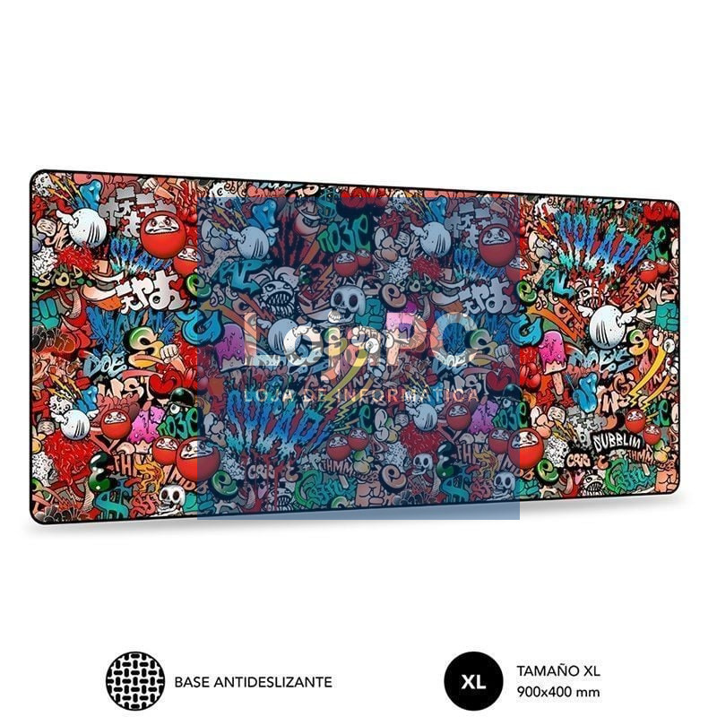 Tapete de rato Subblim 01PUW02 Graffiti XL/ 900 x 400 x 3 mm