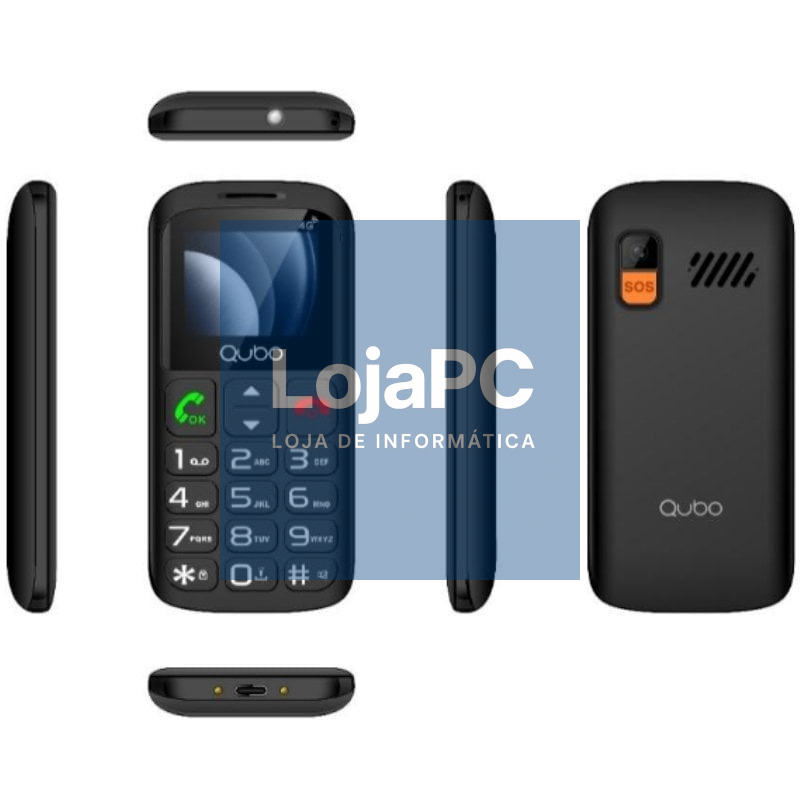 Telefone Telemóvel Qubo P-186BKC 4G para Pessoas Maiores/ Preto