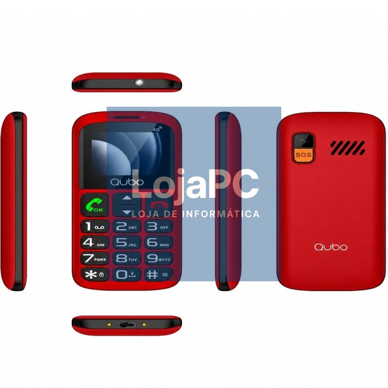 Telefone Telemóvel Qubo P-186RD 4G para Pessoas Maiores/ Vermelho