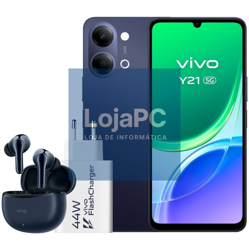 Smartphone Vivo Y21 4GB/ 256GB/ 6.74'/ 5G/ Preto/ inclui Carregador + Auscultadores