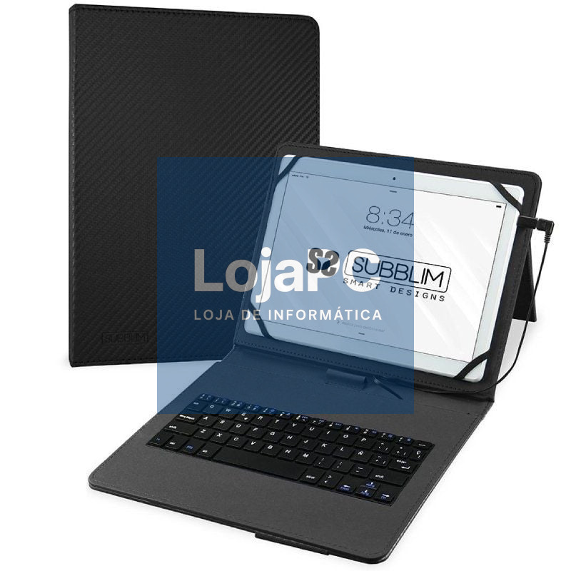 Capa com Teclado Subblim Keytab Pro USB para Tablets de 10.1'-11'/ Preta