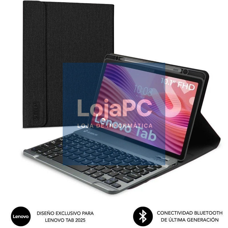 Capa com Teclado Subblim Shock Case Lenovo Tab 10.1' 2025/ Preta