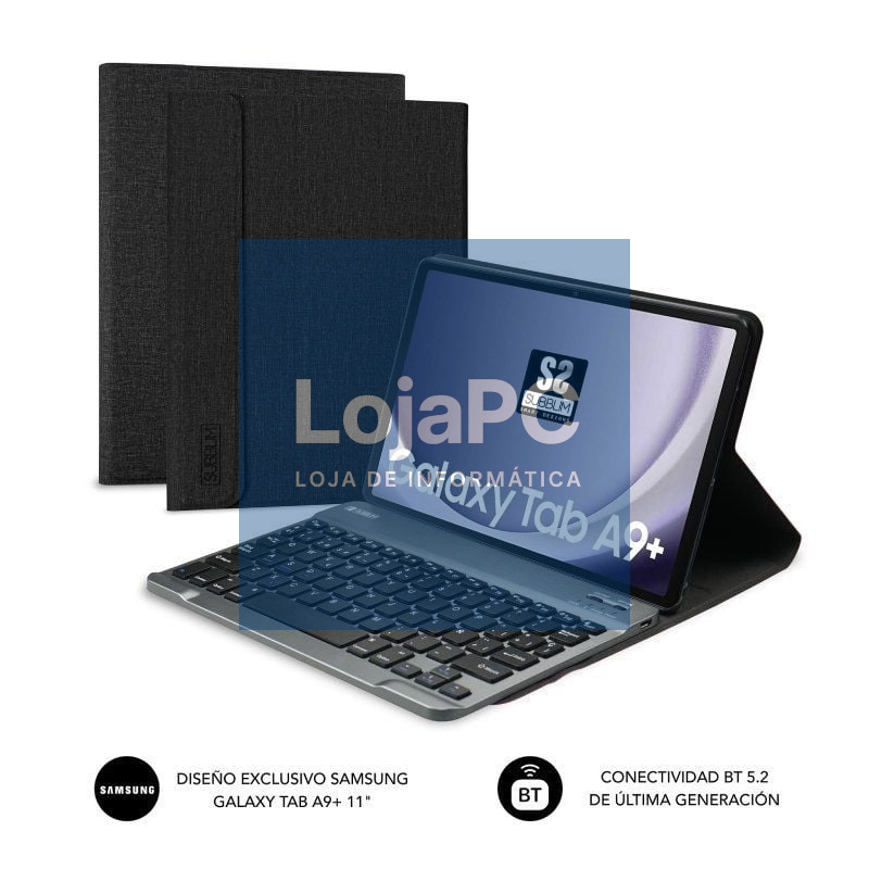 Capa com Teclado Subblim KeyTab Pro BT para Tablets Samsung Galaxy A9+/ Preta