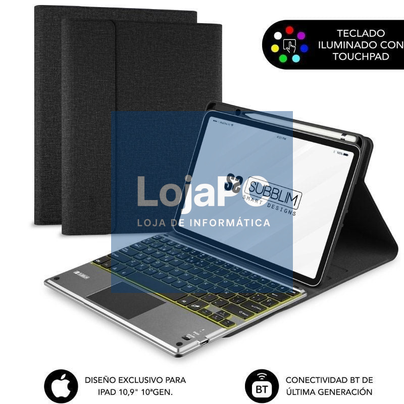 Capa com Teclado Subblim KeyTab Pro BT para Tablet iPad 10.9' 10a Gen/ Preta