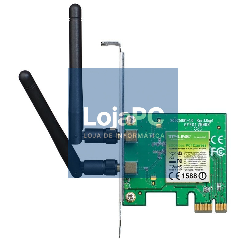 Placa de rede sem fios-PCI Express TP-Link TL-WN881ND/ 300Mbps/ 2.4GHz