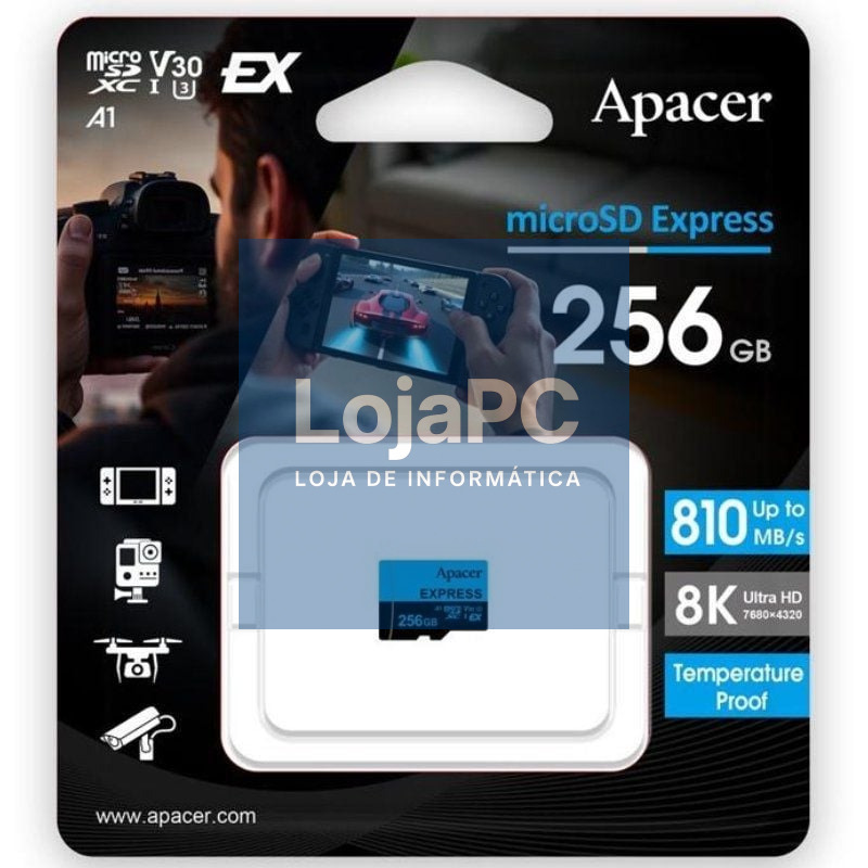 Cartão de memória Apacer 256GB UHS-I/ Classe 10/ 810MBs