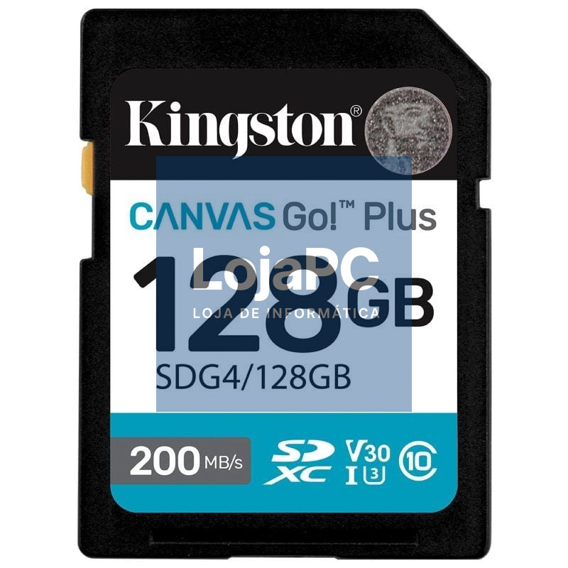 Cartão de memória Kingston CANVAS Go! Plus 128GB SD XC/ Classe 10/ 200MBs