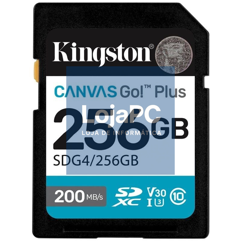Cartão de memória Kingston CANVAS Go! Plus 256GB SD XC/ Classe 10/ 200MBs