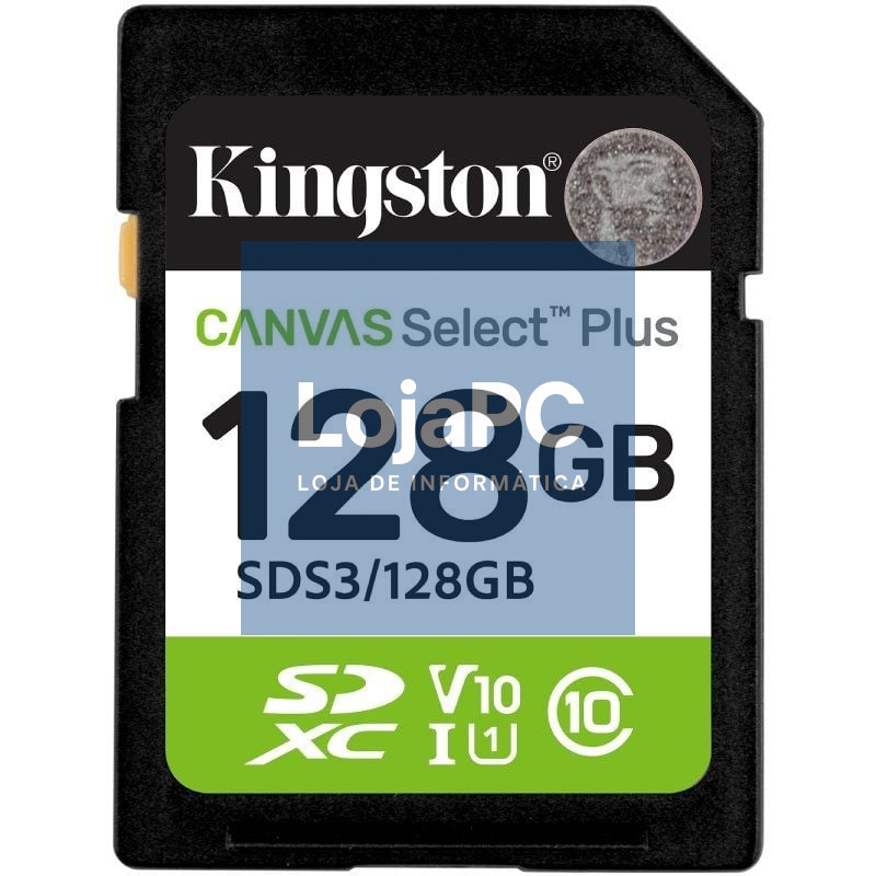 Cartão de memória Kingston CANVAS Select Plus 128GB SD XC/ Classe 10/ 150MBs