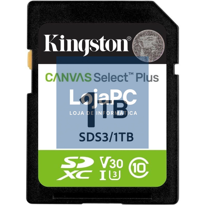 Cartão de memória Kingston CANVAS Select Plus 1TB SD XC/ Classe 10/ 150MBs