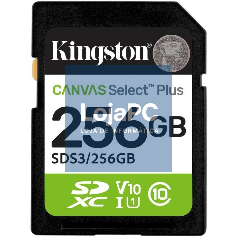 Cartão de memória Kingston CANVAS Select Plus 256GB SD XC/ Classe 10/ 150MBs