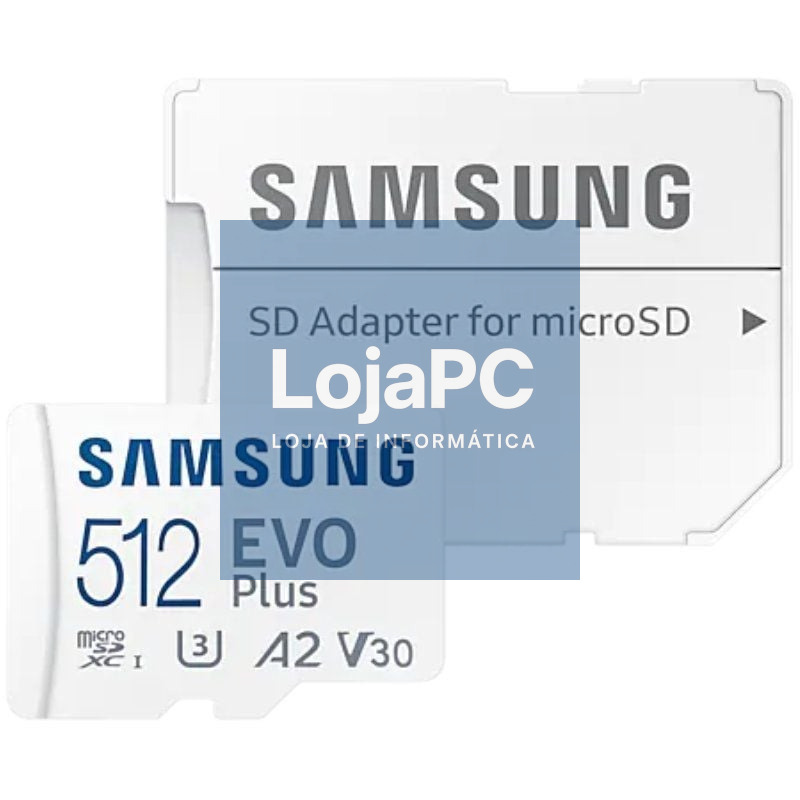 Cartão de memória Samsung EVO Plus 2023 512GB microSD XC com Adaptador/ Classe 10/ 160MBs