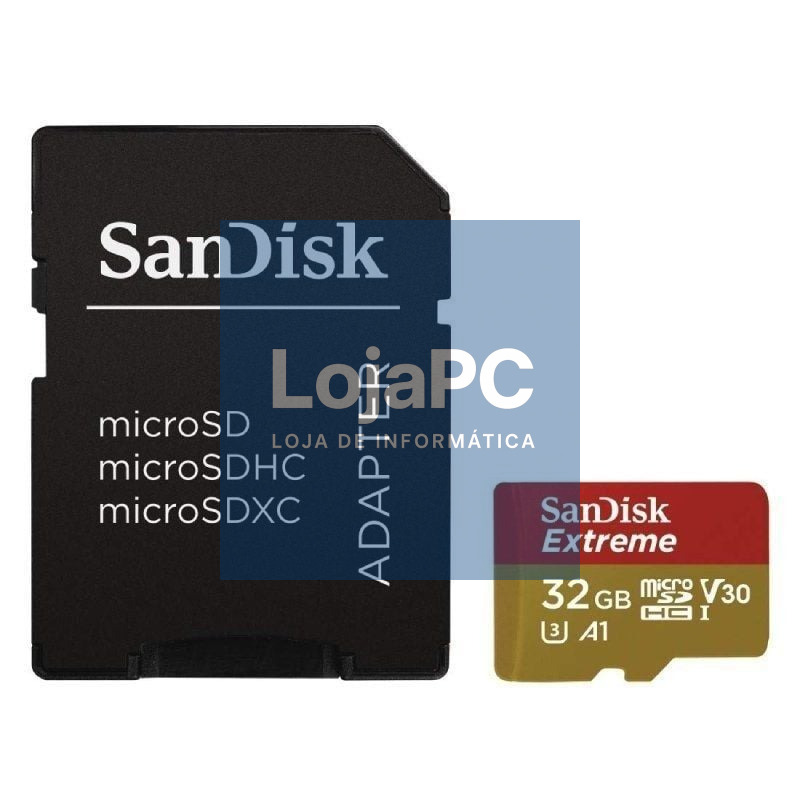 Cartão de memória SanDisk Extreme 32GB microSD HC UHS-I com Adaptador/ Classe 10/ 100MBs