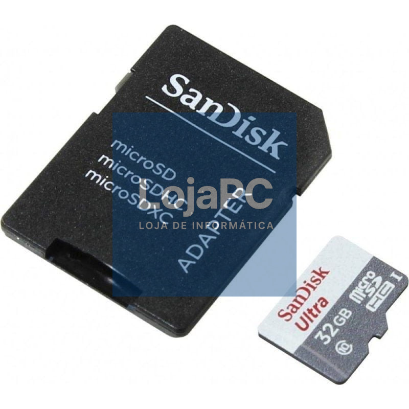 Cartão de memória SanDisk Ultra 32GB microSD HC com Adaptador/ Classe 10/ 100MB/s