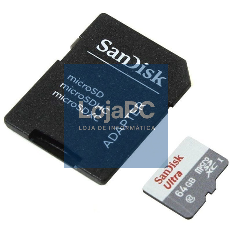 Cartão de memória SanDisk Ultra 64GB microSD XC com Adaptador/ Classe 10/ 100MB/s