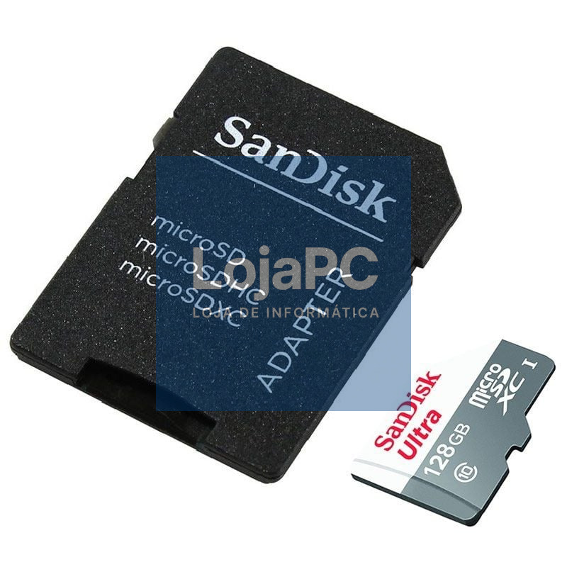 Cartão de memória SanDisk Ultra 128GB microSD XC com Adaptador/ Classe 10/ 80MB/s