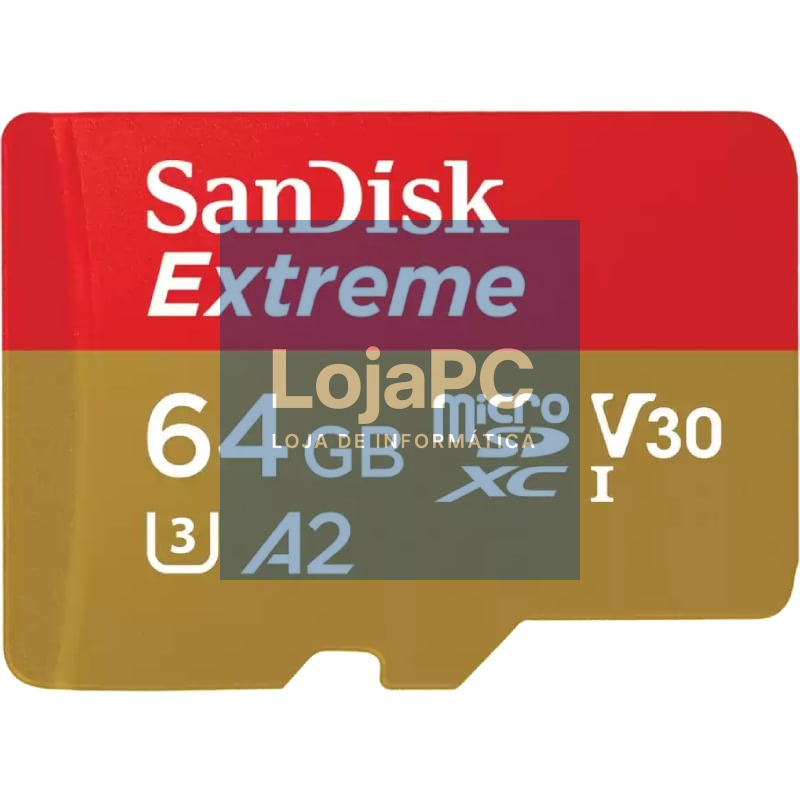 Cartão de memória SanDisk Extreme 64GB microSD XC UHS-I com Adaptador/ Classe 10/ 170MBs