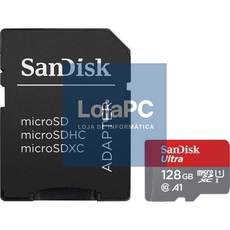 Cartão de memória SanDisk Ultra 128GB microSD XC com Adaptador/ Classe 10/ 140MBs