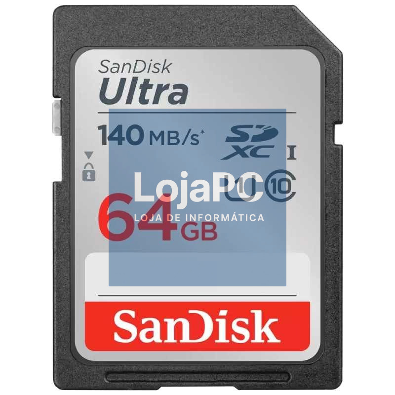 Cartão de memória SanDisk Ultra 64GB SD HC UHS-I - SDXC/ Classe 10/ 140MBs
