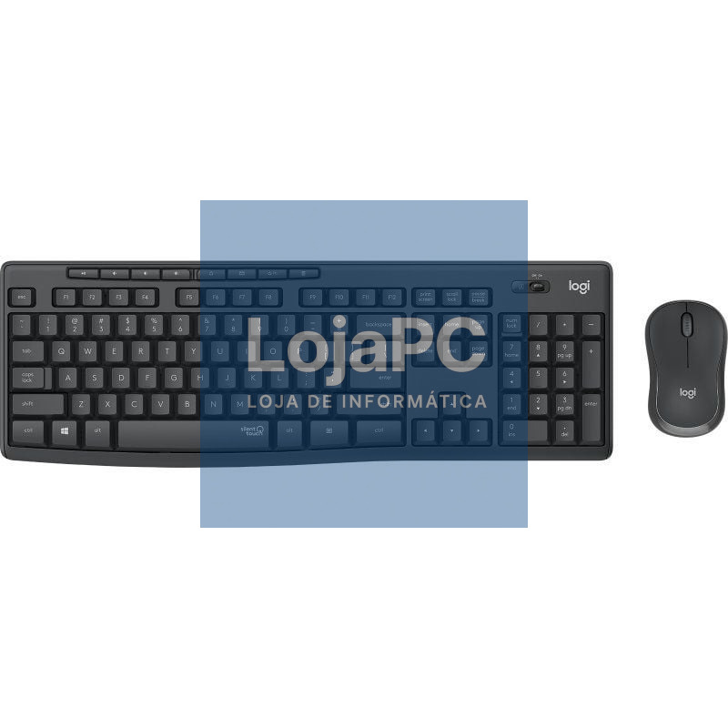 Teclado e rato Sem Fios Logitech Silent Touch MK295/ Grafito