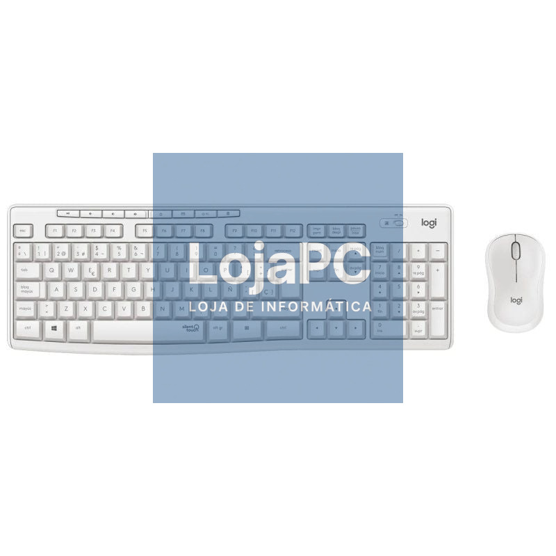 Teclado e rato Sem Fios Logitech Silent Touch MK295/ Branco