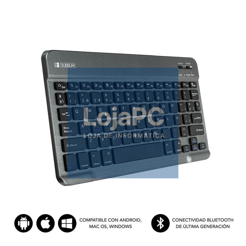 Teclado Compacto sem fios Subblim Smart/ Cinzento
