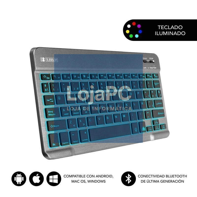 Teclado Compacto sem fios Subblim Smart Backlit/ Cinzento