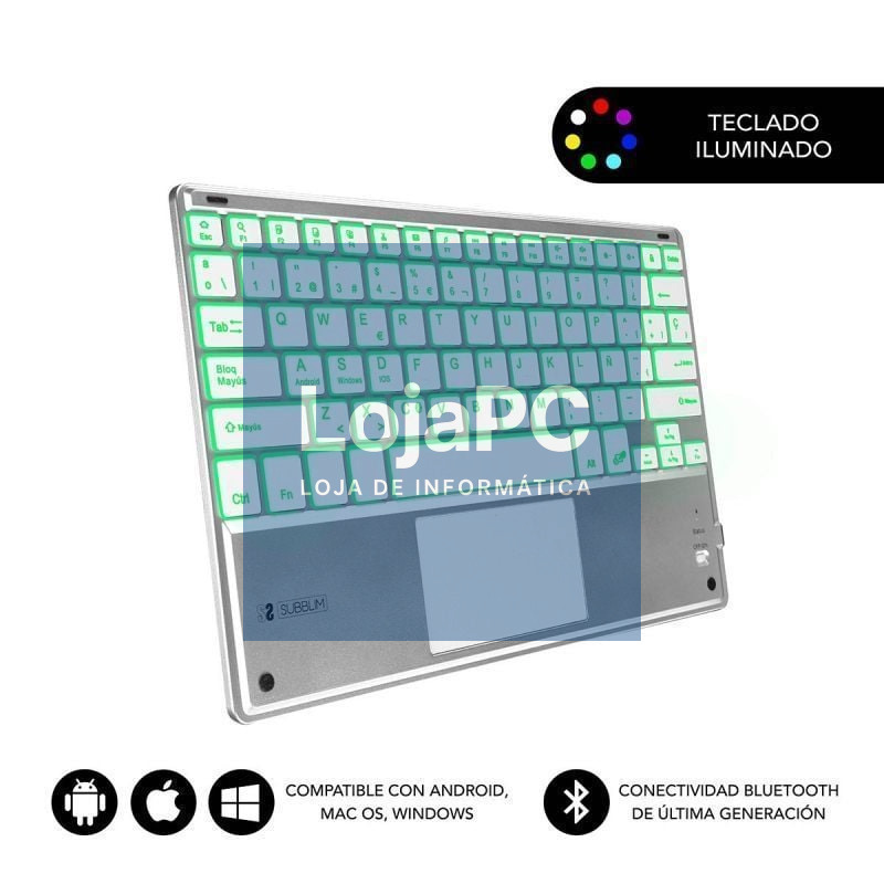 Teclado Compacto sem fios Subblim SMBT50/ Prateado